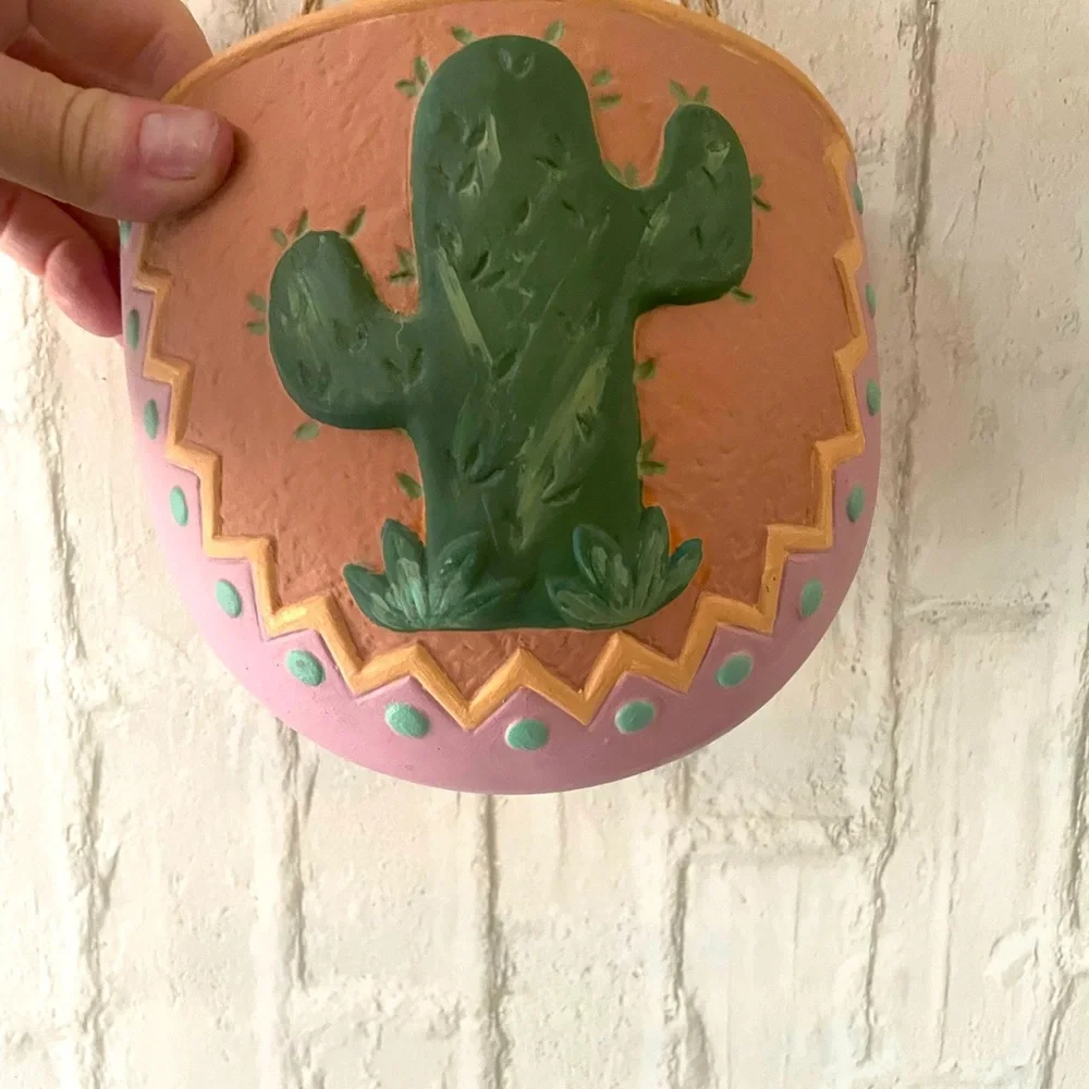 Southwest Hand-painted Cactus Plant Wall Sconces NEW!